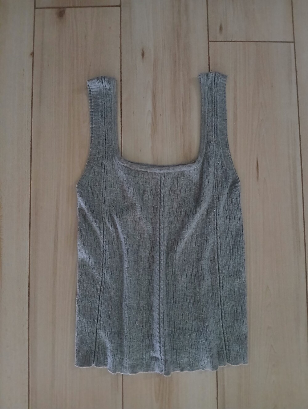 Hem & Thread Ribbed Knit Tank Top in Heather Gray Size Large